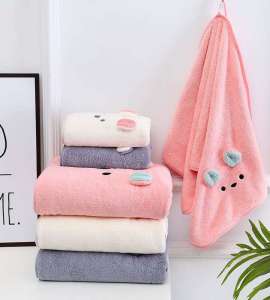 Coral fleece bath towel for kids