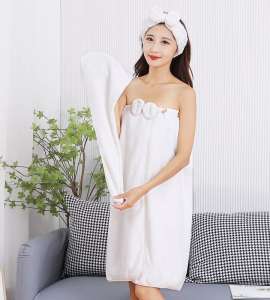 Bath wrap skirt and hair wrap towel set