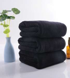 Black microfiber towel for hotel bathroom