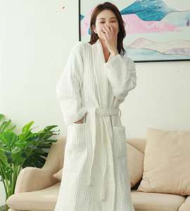 Double thick cotton waffle robe