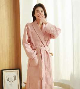 Thickened cotton waffle bathrobe